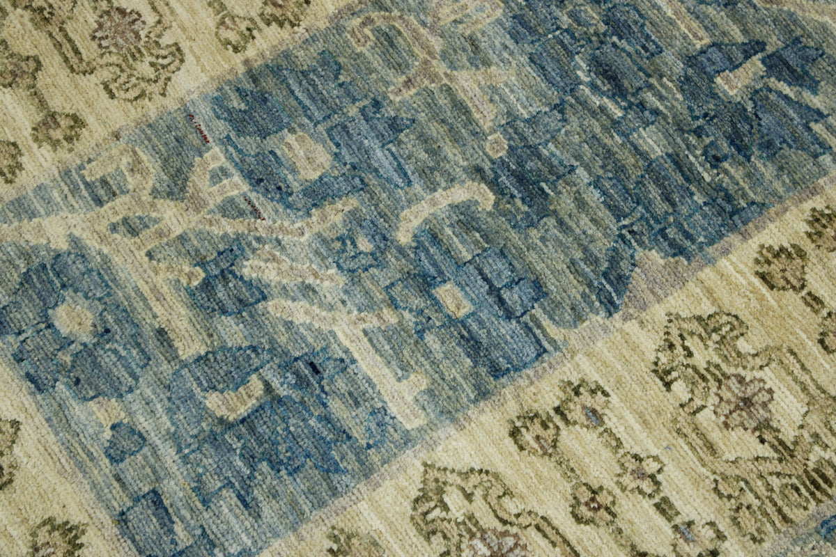 Back of Oushak Chobi hand-knotted rug