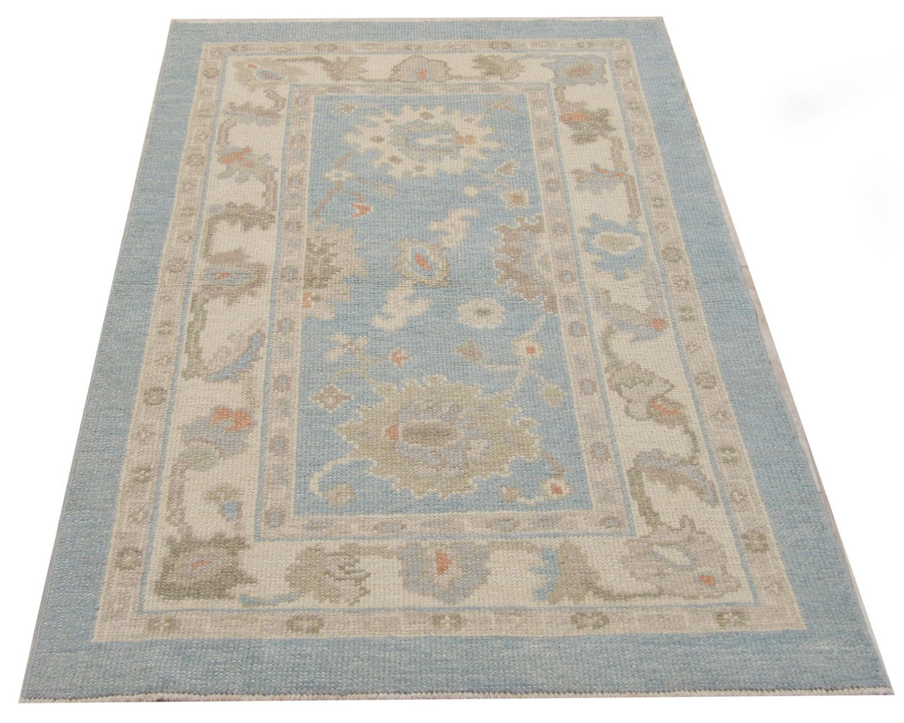 Vintage Oushak rug border detail