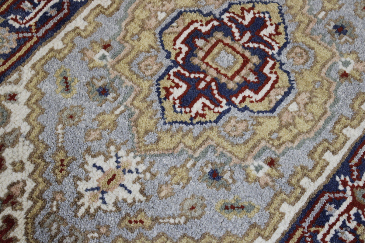 Tribal Indo Heriz rug corner detail