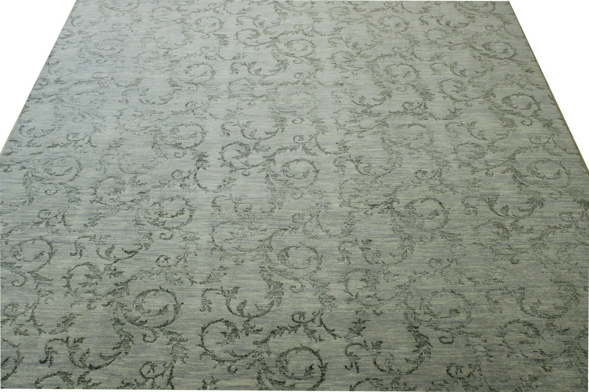 Close-up of wool pile, Green & Gray rug