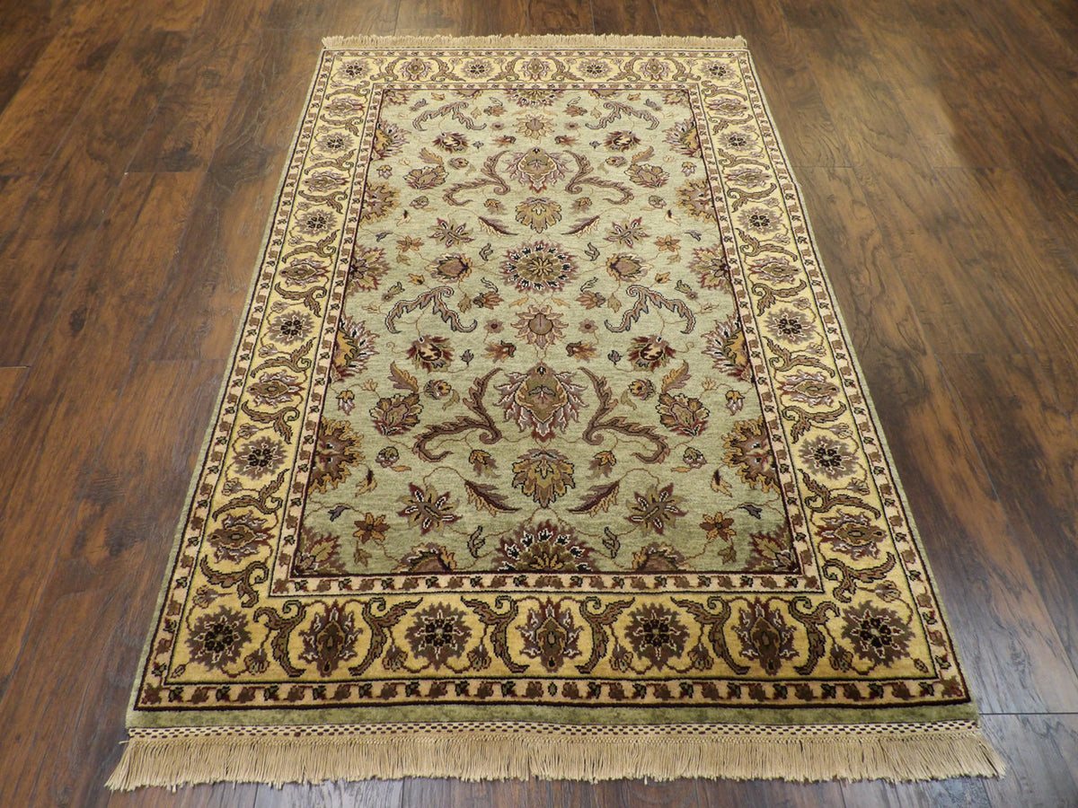 Back of hand-knotted Kashan rug showing construction