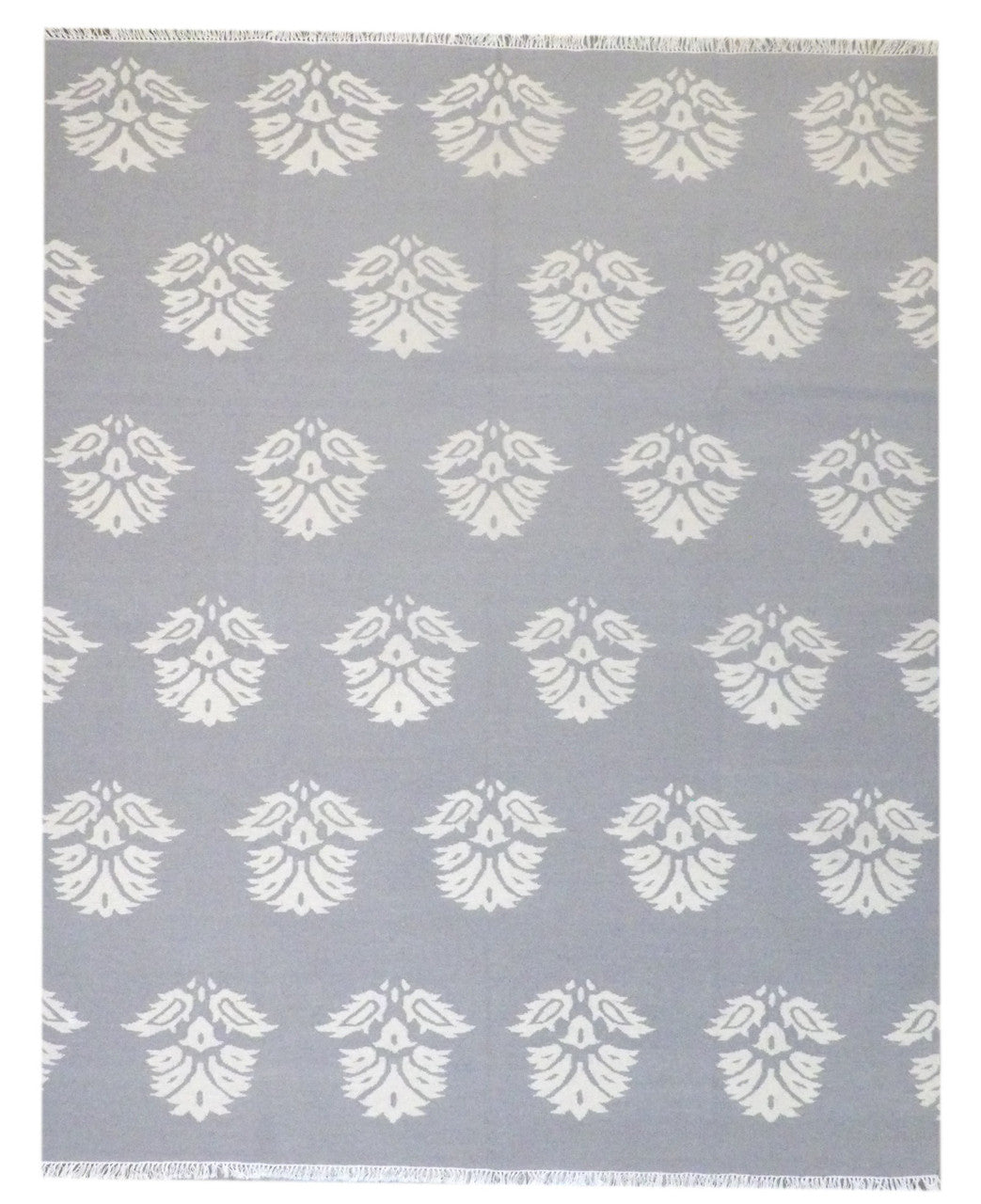 Coastal Flat Weave Indoor/Outdoor Beach hand-knotted wool rug in Gray & Beige, full view