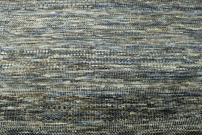 Blue 7'11" x 9'6" Modern Grass Design Hand knotted Wool Rug - Sku: w2148