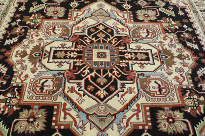 Back of Tribal Heriz hand-knotted rug