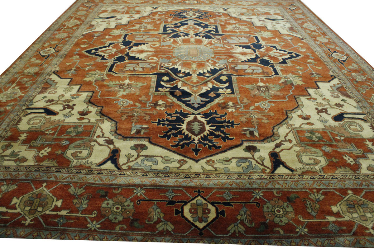 Traditional Antiquewash Sherapi rug corner detail