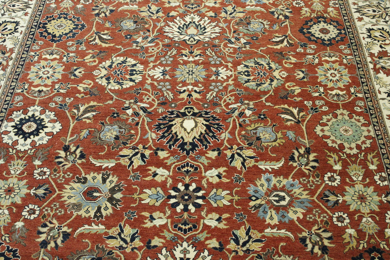 Beige & Rust Traditional Fine Haji Jalili rug in room setting
