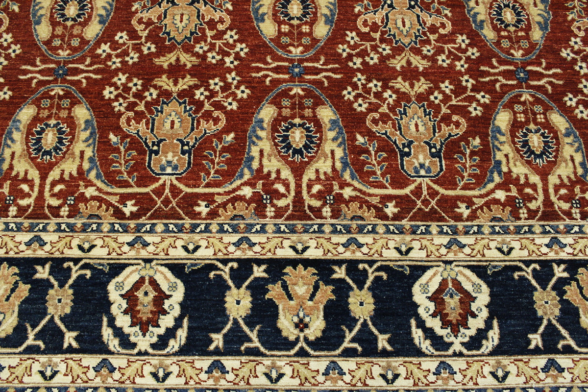 Blue & Rust Tribal Fine Sherapi rug in room setting