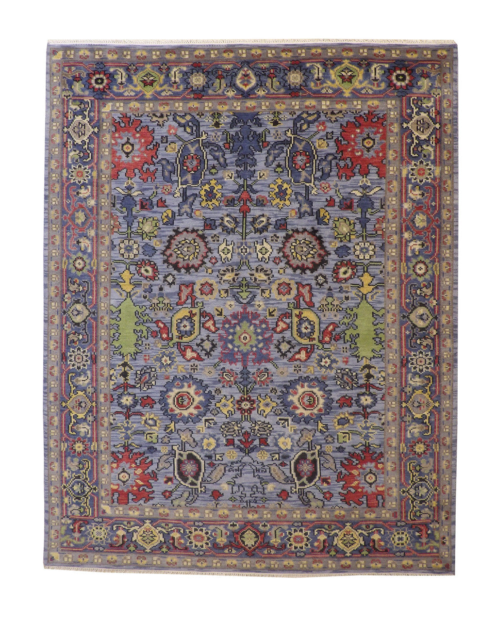 Oushak Colorful Ziegler hand-knotted wool rug in Blue & Multi-Color, full view