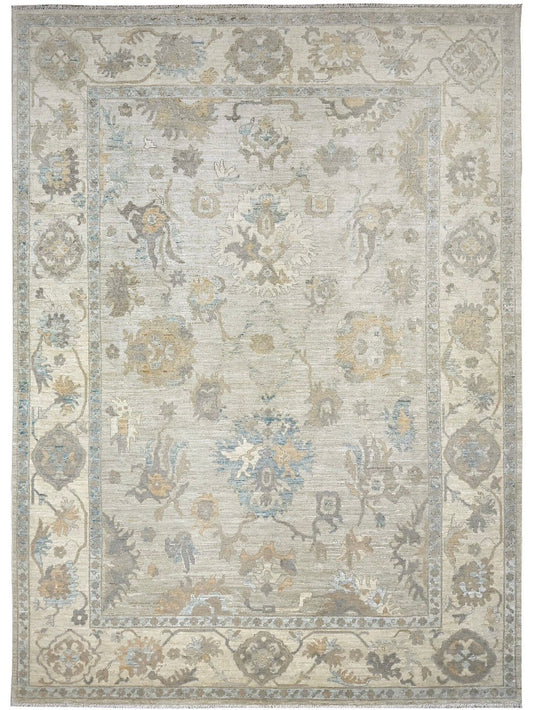 Oushak Whitewash Chobie Wool Hand Knotted Rug 10.0x14.0 - w5151