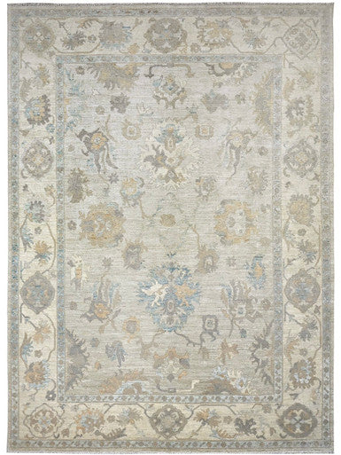 Oushak Whitewash Chobie Wool Hand Knotted Rug 10.0x14.0 - w5151