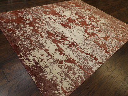 Mosaic pattern detail, beige and rust rug