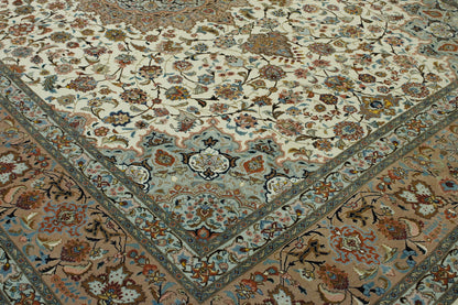 Traditional Fine Qum rug corner detail