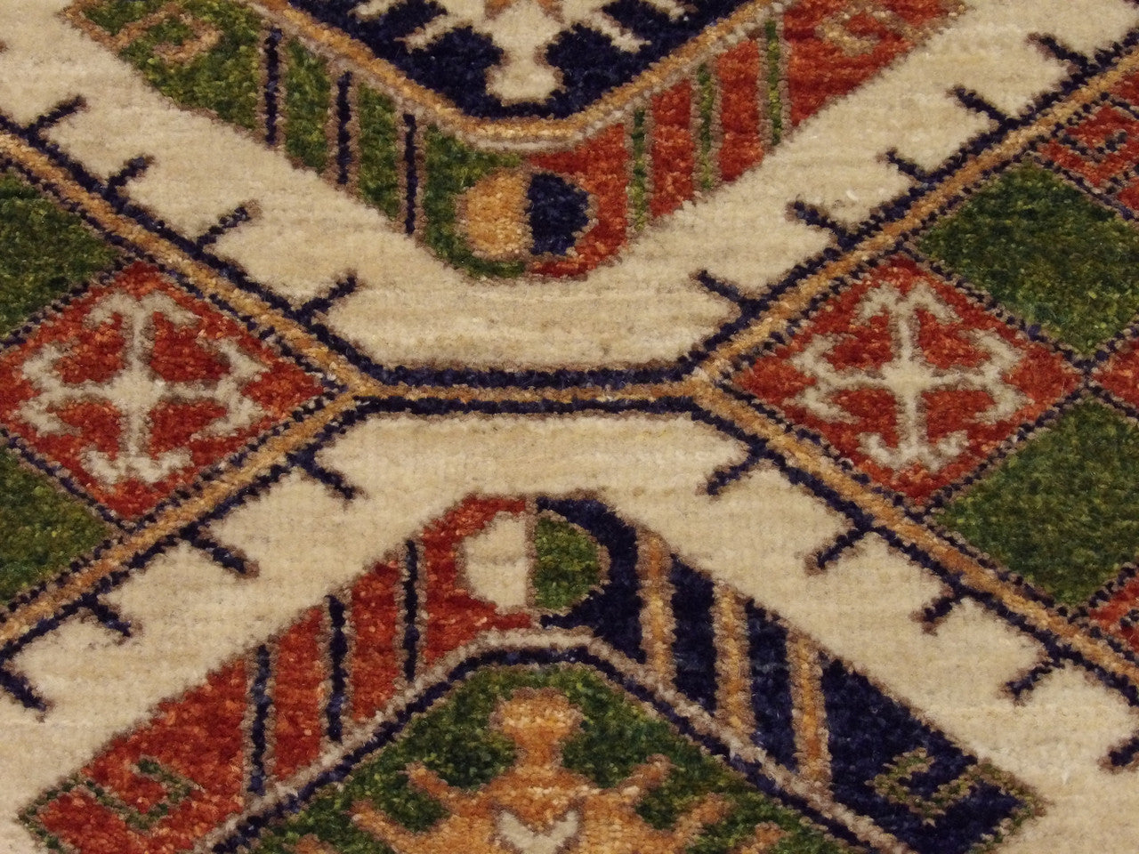 Back of Tribal Super Kazak Natural Dye hand-knotted rug
