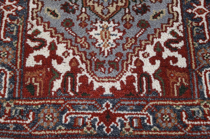 Tribal Indo Heriz rug border detail