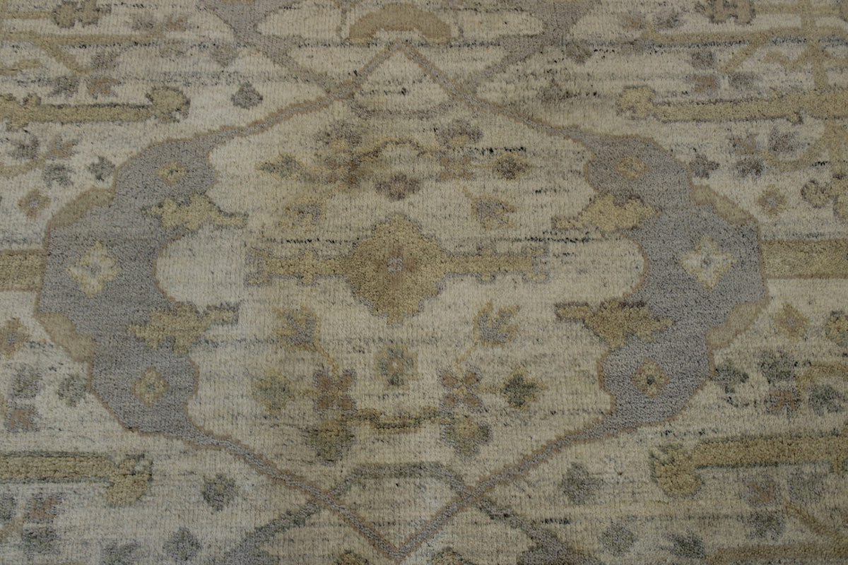 Back of Oushak Indo Ziegler hand-knotted rug