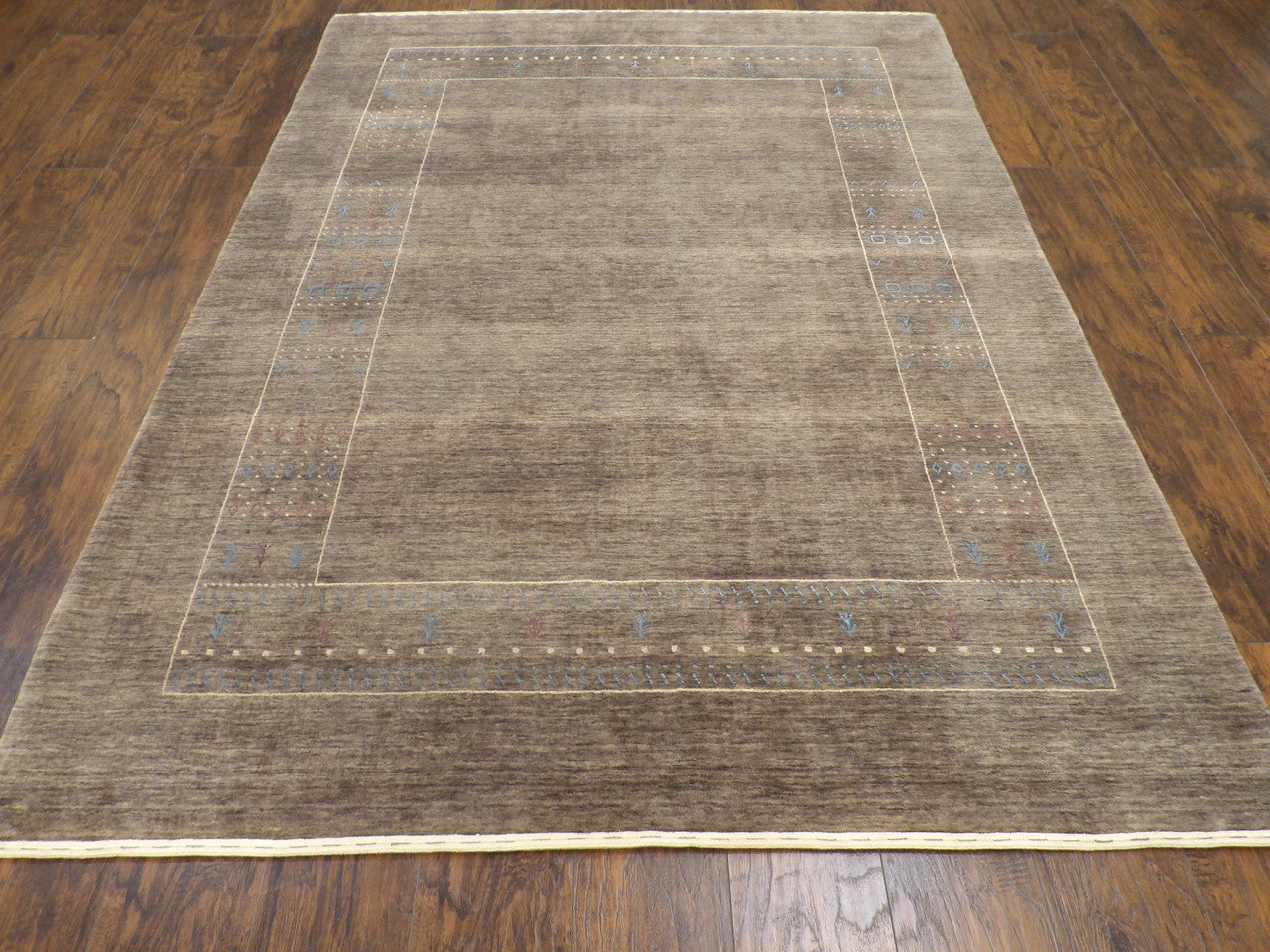 Close-up of wool pile, Gray & Blue rug