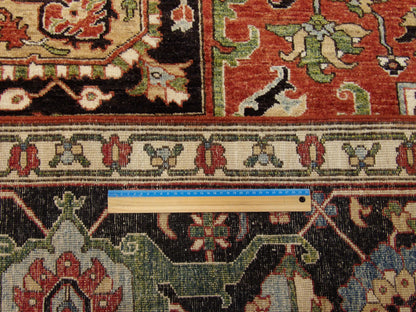 Serapi Tribal hand-knotted wool rug in Black, 12'0" x 17'8", SKU w1146