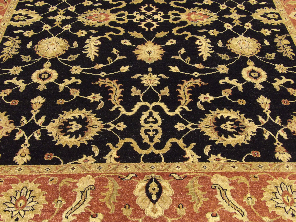 Antique hand-knotted wool rug in Black, 8'0" x 9'7", SKU w943