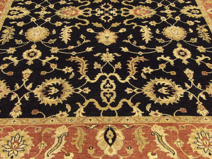 Antique hand-knotted wool rug in Black, 8'0" x 9'7", SKU w943