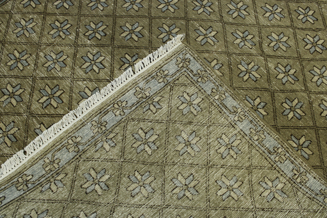 Back of Tribal Flower Kerman hand-knotted rug