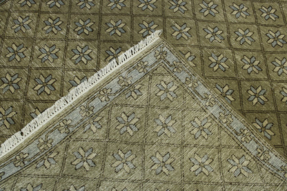 Back of Tribal Flower Kerman hand-knotted rug
