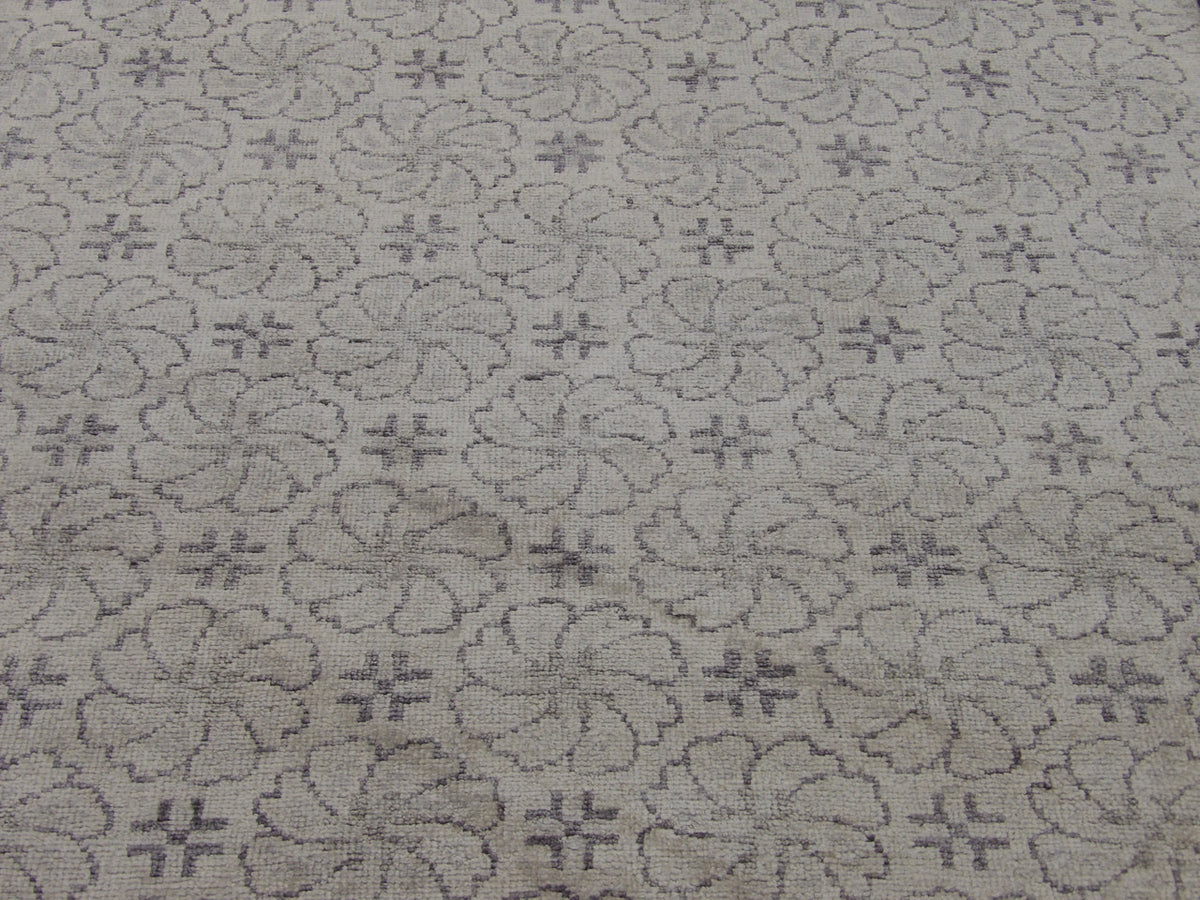 Back of Transitional Rose Design hand-knotted rug
