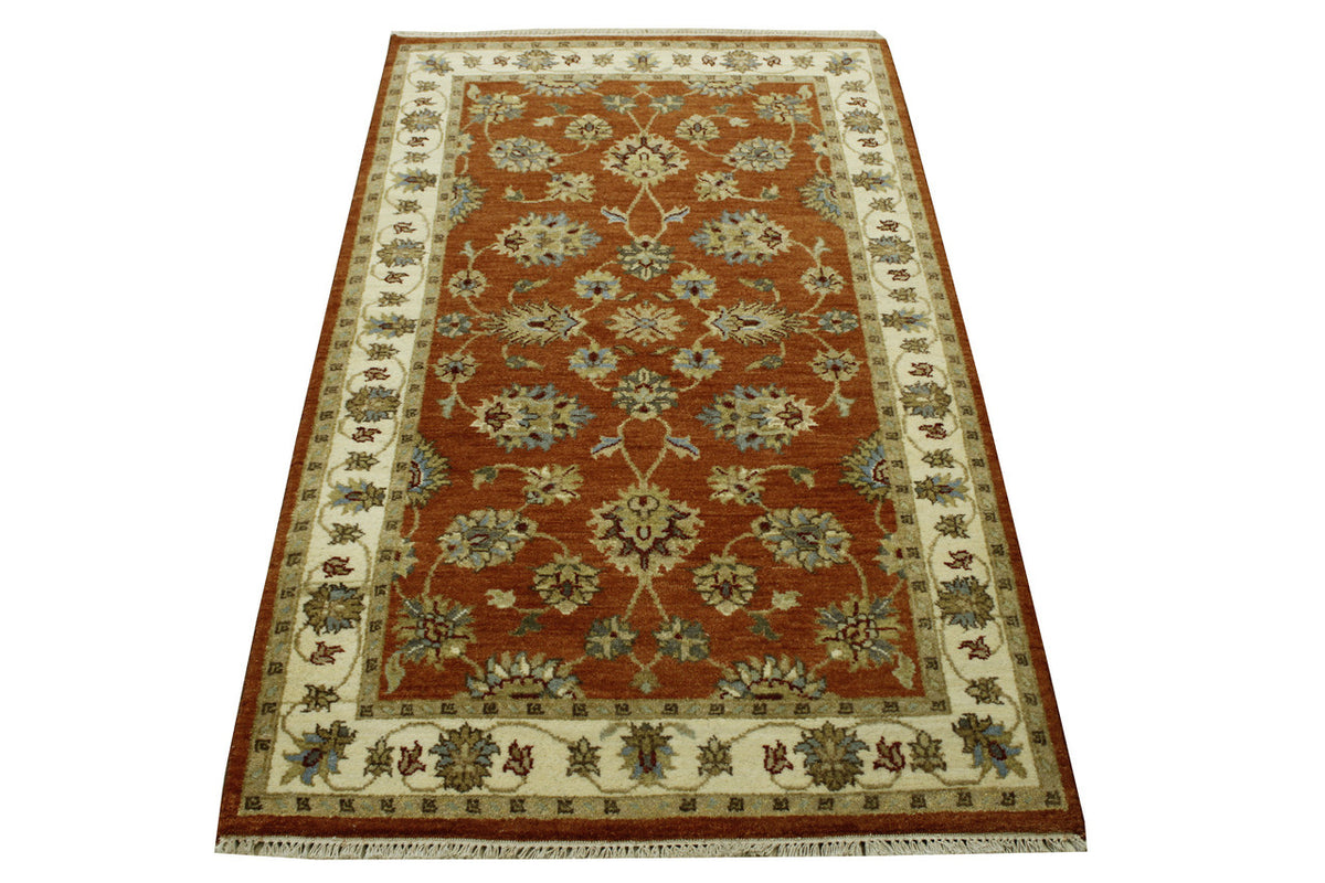 Oushak Agra Chobi rug border detail