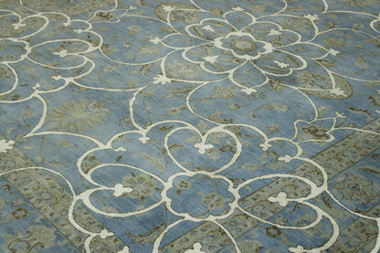 Back of Traditional Agra Ziegler Chobi hand-knotted rug