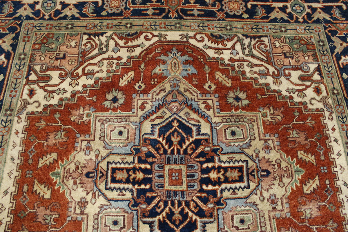 Back of Tribal Indo Heriz hand-knotted rug