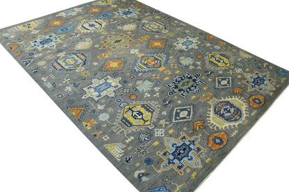 Close-up of wool pile, Blue & Gray rug