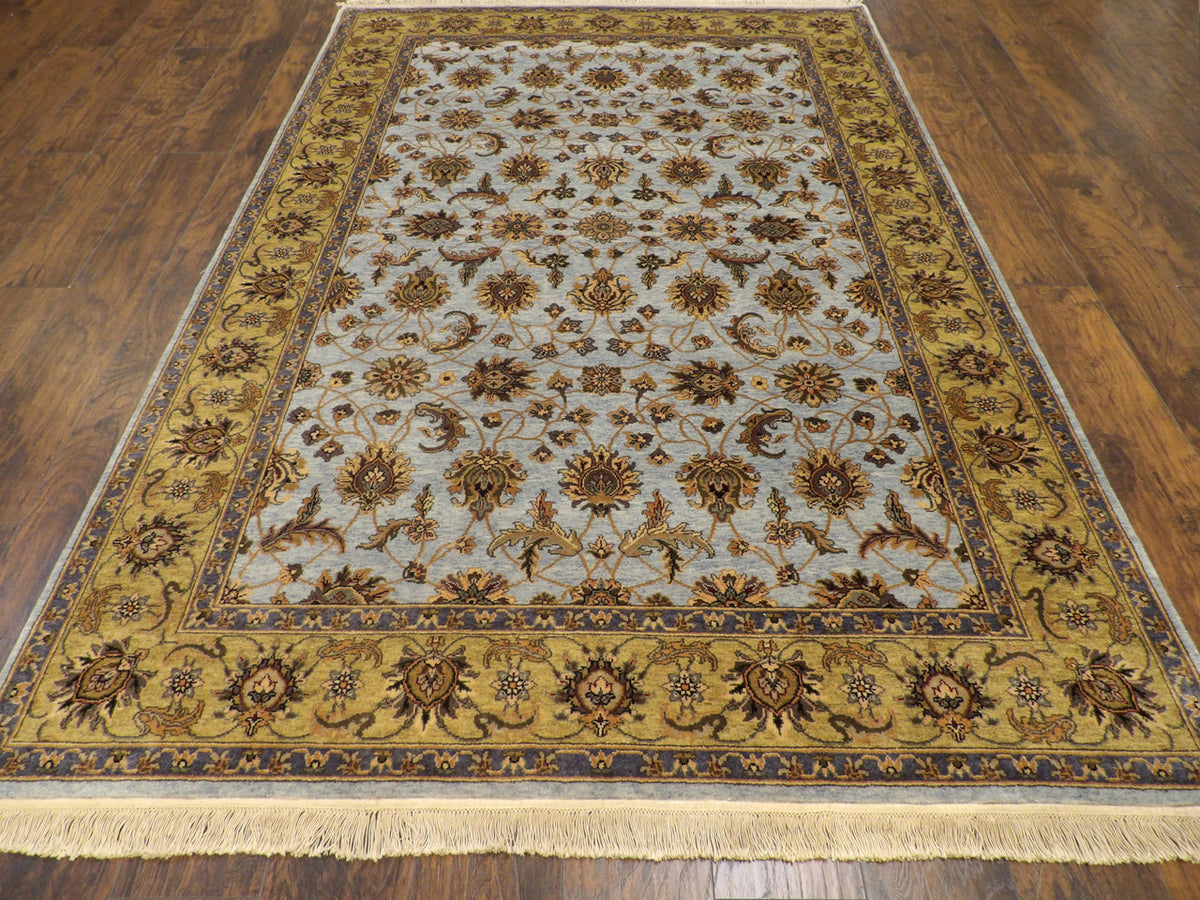 Close-up of wool pile, Blue & Gold rug