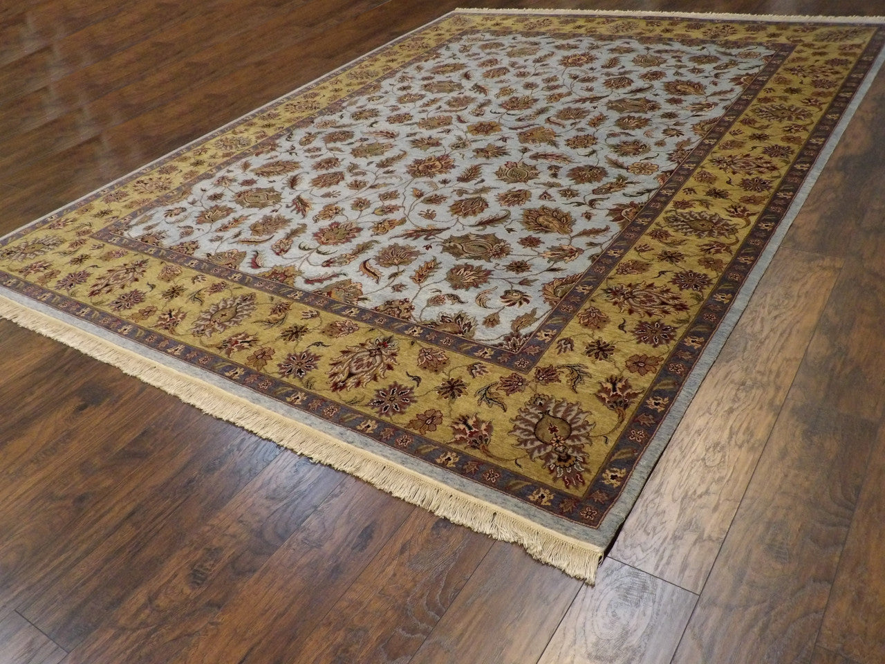 Blue 9'0" x 12'0" Fine Kashan Tie Dye Hand knotted Wool Rug - Sku: w313