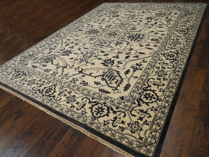 Heriz Oushak Natural-dye 9'0"x12'0" Hand-knotted Rug -w11390