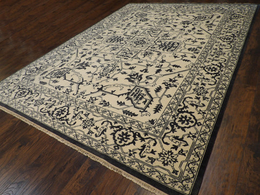 Heriz Oushak Natural-dye 9'0"x12'0" Hand-knotted Rug -w11390