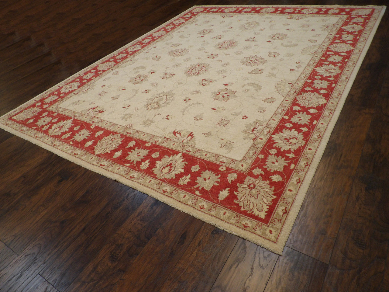 Beige 9'0" x 12'0" Oushak Chobie Natural dye Hand knotted Wool Rug - Sku: w296
