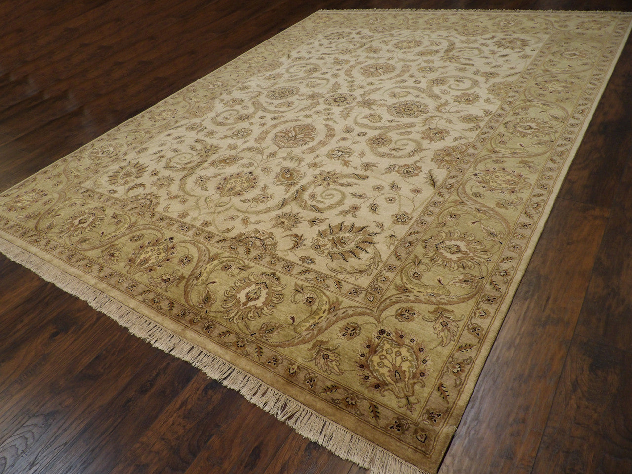 Green 9'0" x 12'0" Fine Kashan Tie Dye Hand knotted Wool Rug - Sku: w297