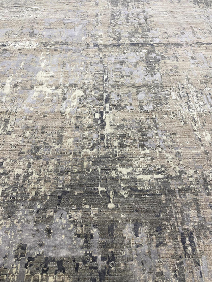Fine Abstract  Silk and Wool Hand Knotted Rug 10'00''x13'03''  - AR78164