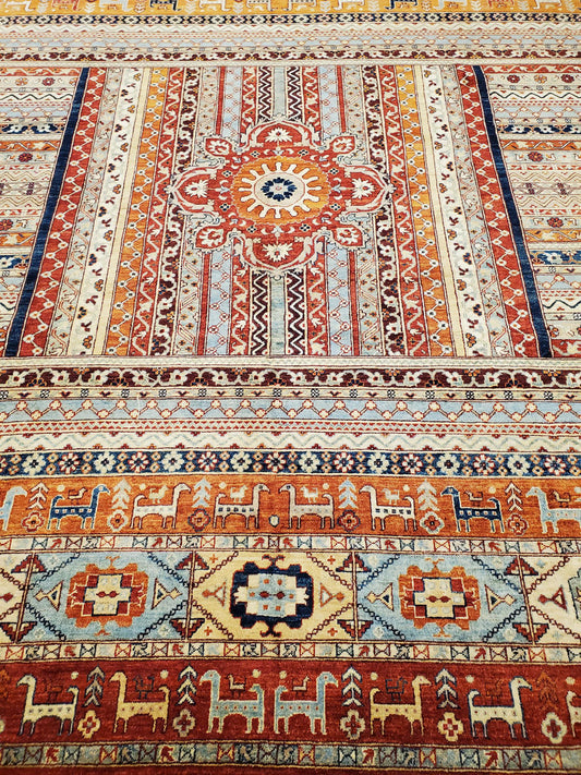 Tribal Nomad Vege Dye Wool Hand Knotted Rug 8'00''x9'09''  - AR72926