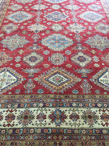 Caucasian Fine Super Kazak Wool Hand Knotted Rug 9'10''x13'01''  - AR70742