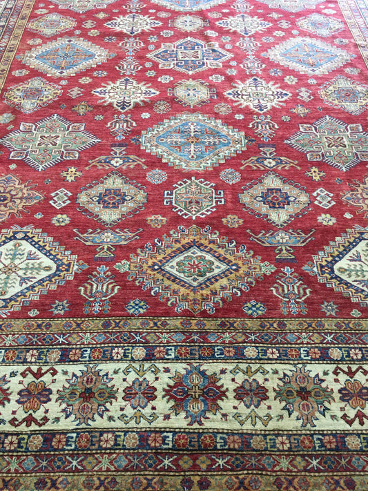 Caucasian Fine Super Kazak Wool Hand Knotted Rug 9'10''x13'01''  - AR70742