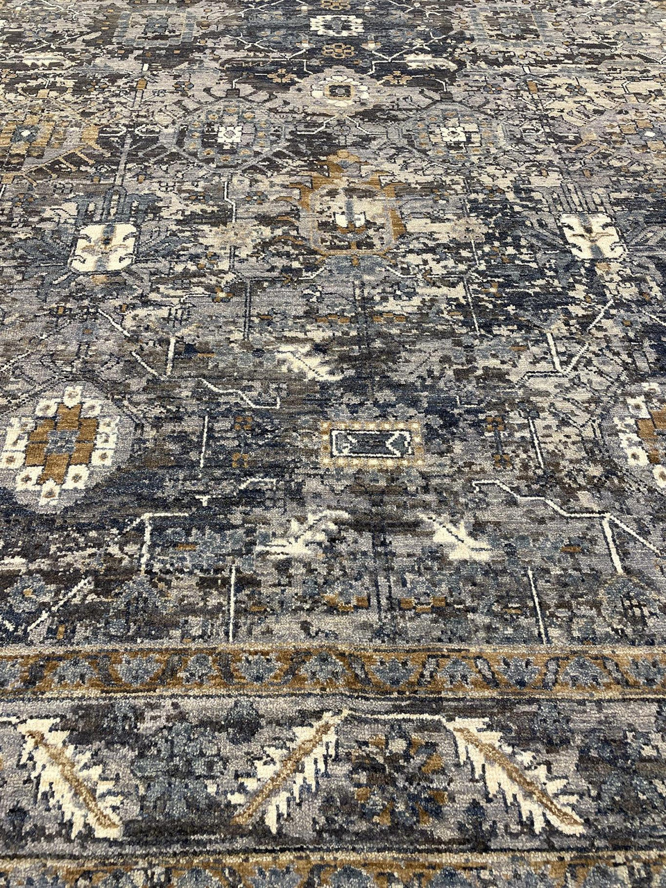 Grey 11'11" x 14'10" Oushak Hand knotted Wool Rug - Sku: ART81214