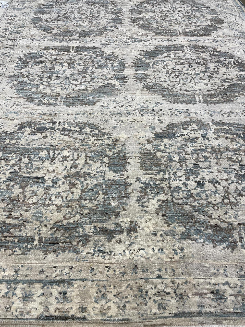 Grey 8'11" x 11'9" Oushak Anatolian Hand knotted Wool Rug - Sku: ART80031