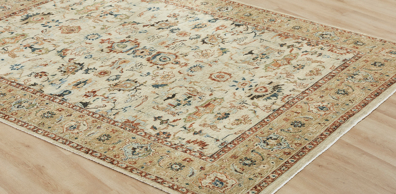 Transitional wool rug in gray, detail view