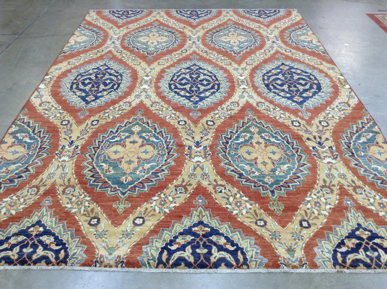 Red 8'11" x 12'6" Tribal Kazak Hand knotted Wool Rug - Sku: ART39633