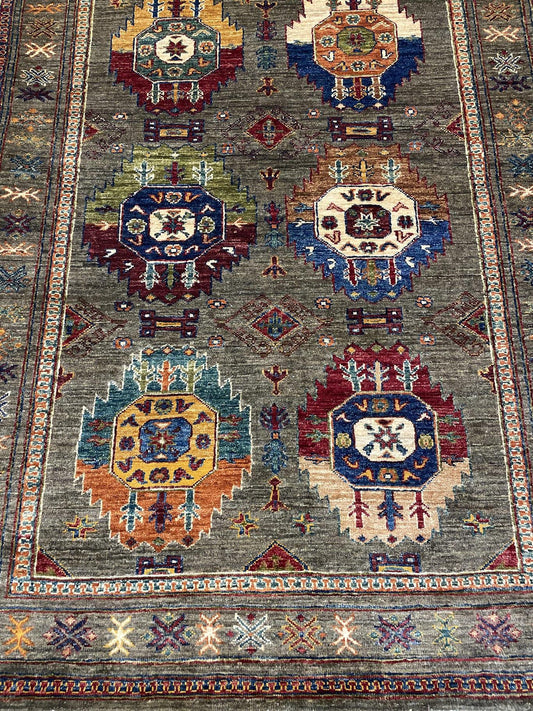 Tribal Nomad Vege Dye Wool Hand Knotted Rug 4'02''x5'06''  - AR77813