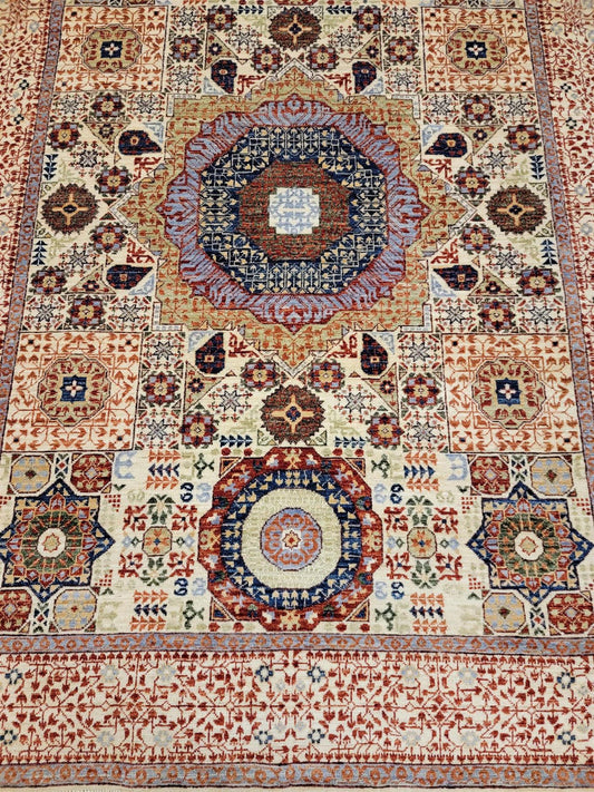 Farahan Mamluk Design Wool Hand Knotted Rug 5'01''x6'09''  - AR77024