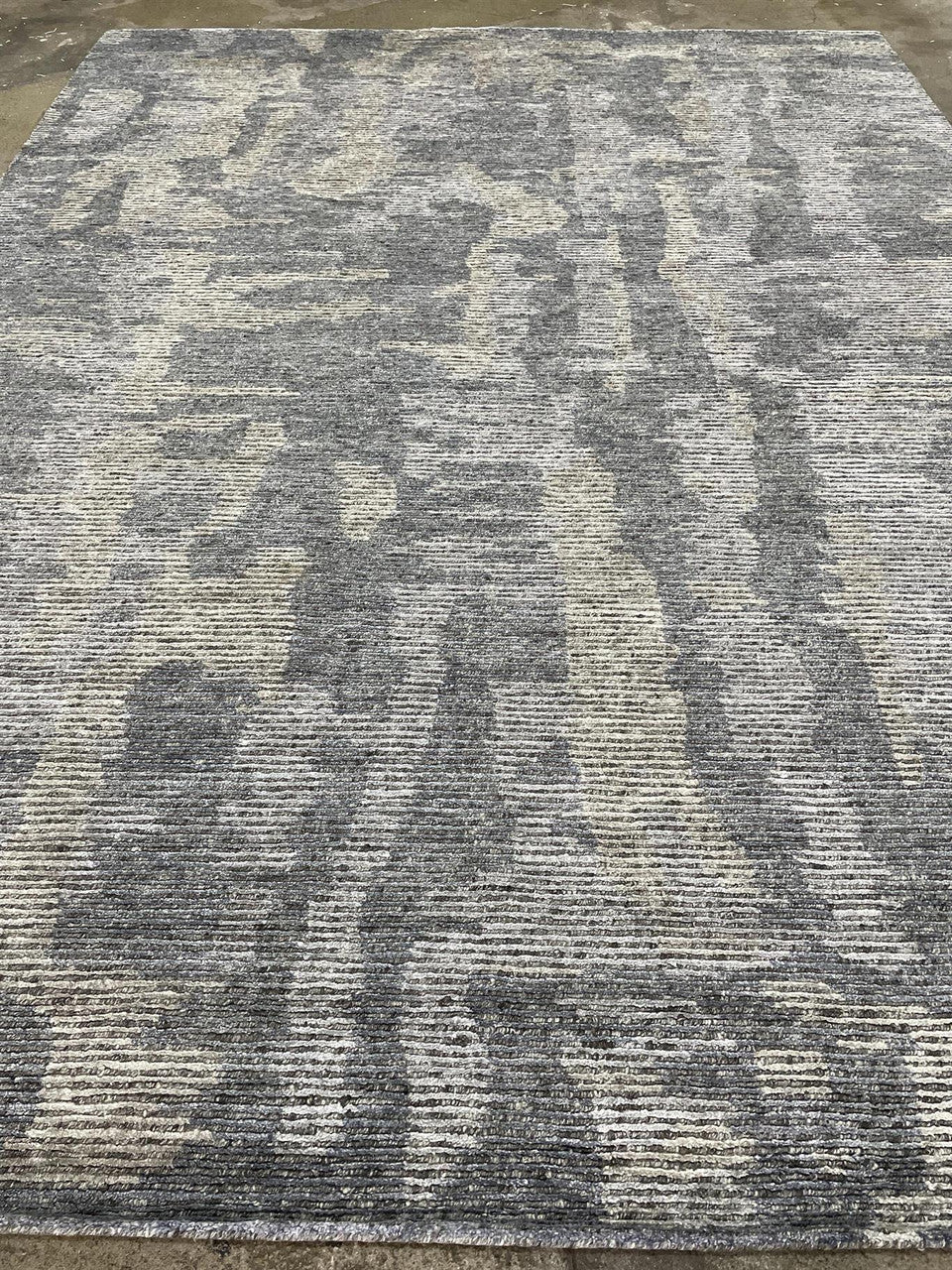 Grey 9'1" x 12'0" Modern Hand knotted Wool Rug - Sku: ART77217
