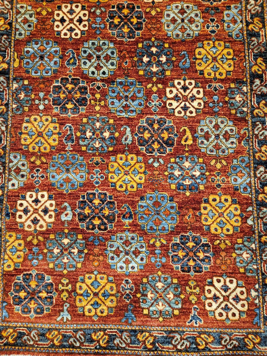 Tribal Nomad Vege Dye Wool Hand Knotted Rug 2'11''x4'11''  - AR78690