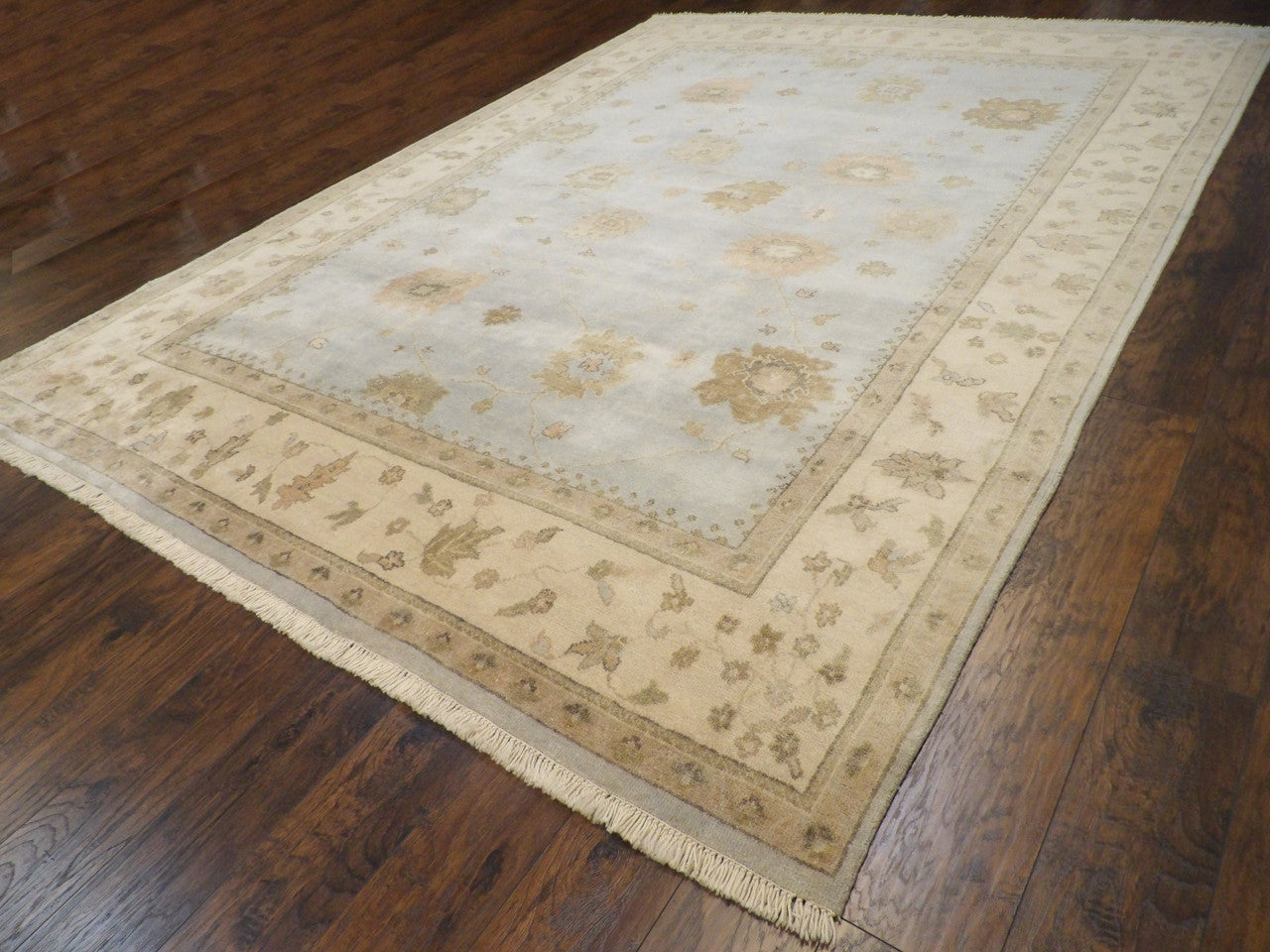 Blue 9'0" x 12'0" Turk Oushak Natural dye Hand knotted Wool Rug - Sku: w306