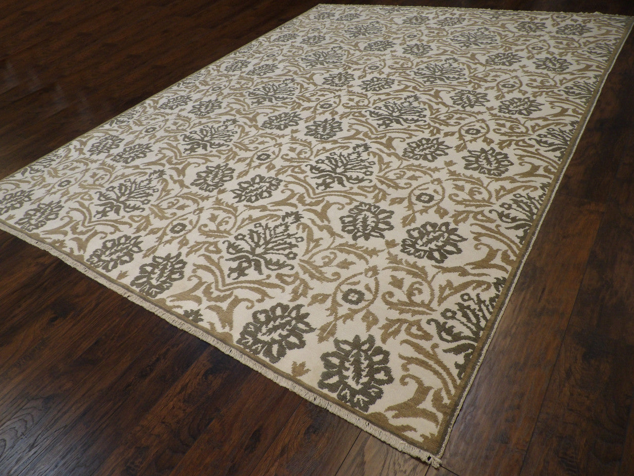Gray 9'0" x 12'0" Fine Transitional Silky Oushak Hand knotted Wool/Silk Rug - Sku: w11331